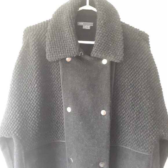 Vince Women's Sherpa Boucle Coat Sz Large Peacoat - Picture 2 of 8